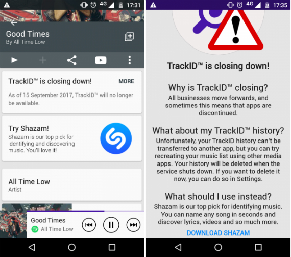Sony TrackID app cancelled, H Sony καταργεί το TrackID app και προτείνει το Shazam