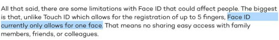 iPhone Χ Face ID, iPhone X: Το Face ID αναγνωρίζει μόνο ένα πρόσωπο