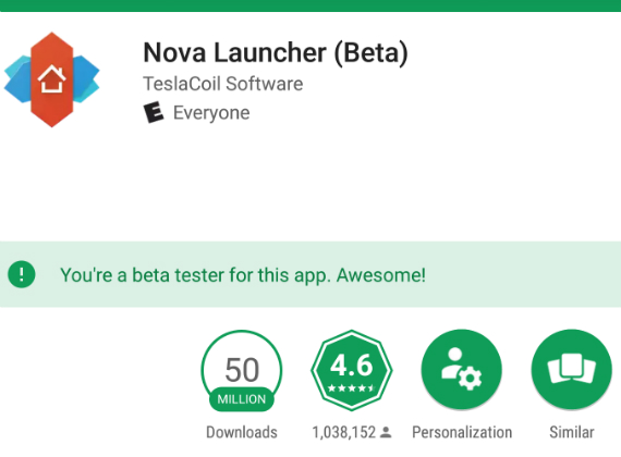 Nova Launcher 50m downloads, Ο Nova Launcher έφτασε τα 50 εκατ. downloads