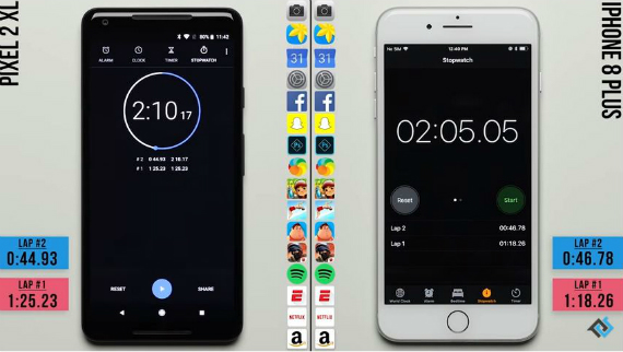 Pixel 2 XL vs Phone 8 Plus, Pixel 2 XL vs Phone 8 Plus: Speed test video