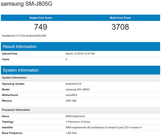 samsung galaxy j8 plus εμφανίστηκε geekbench snapdragon 625, Samsung Galaxy J8+: Εμφανίστηκε στο Geekbench με Snapdragon 625