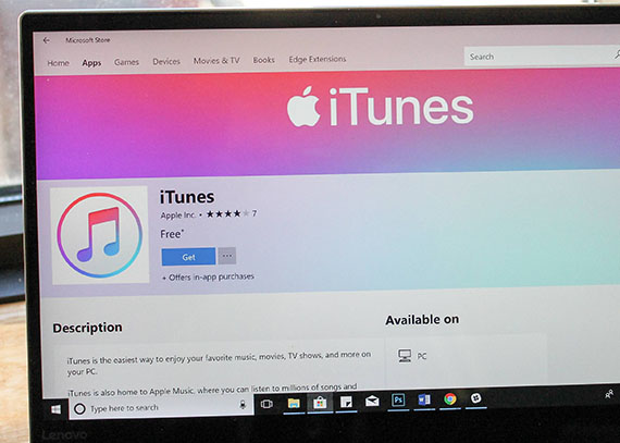 εφαρμογή iTunes, Η εφαρμογή iTunes διαθέσιμη στο Microsoft Store