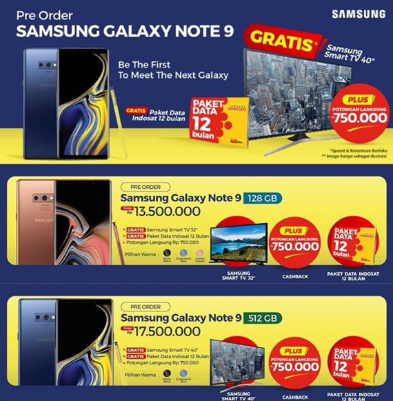 Galaxy Note, Samsung Galaxy Note 9: Από 940 δολάρια στην Ινδονησία