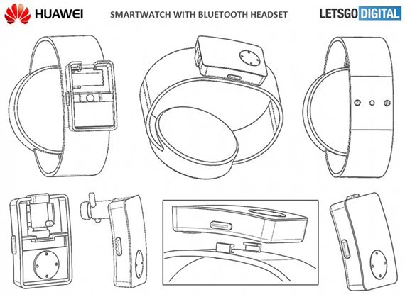πατέντα huawei smartwatch θήκη bluetooth ακουστικά, Πατέντα της Huawei δείχνει smartwatch με θήκη για Bluetooth ακουστικά