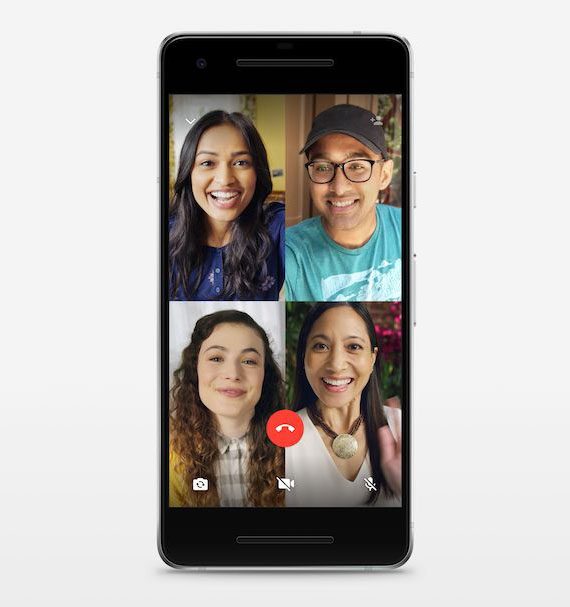 video κλήσης, To WhatsApp υποστηρίζει δυνατότητα ομαδικής video κλήσης τεσσάρων ατόμων