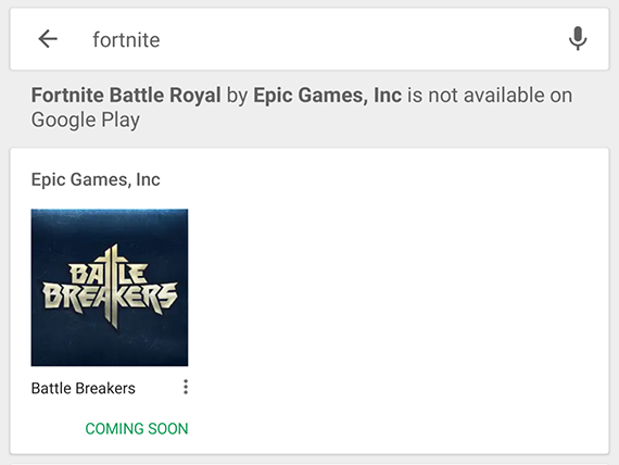 epic games fortnite ειδοποίηση google play store, Η Google ενημερώνει πως το Fortnite δεν είναι διαθέσιμο στο Play Store