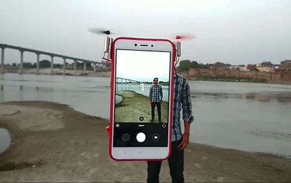 mini drone θήκη smartphone selfie φωτογραφία, Mini-drone θήκη για smartphone κάνει τις selfie παιχνιδάκι