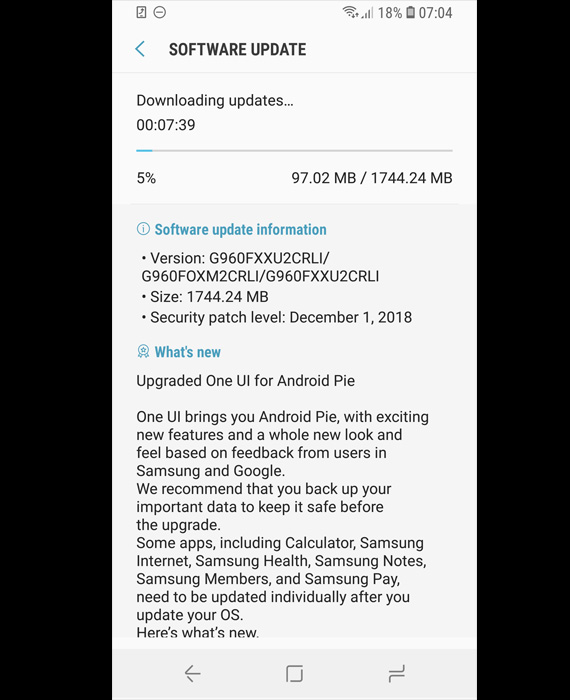 Ξεκίνησε αναβάθμιση Galaxy S9 S9+ Android Pie, Ξεκίνησε η αναβάθμιση των Galaxy S9 και S9+ σε Android Pie