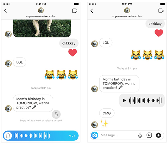 Instagram ενεργοποιεί αποστολή ηχητικών μηνυμάτων Direct συνομιλίες, Το Instagram ενεργοποιεί την αποστολή ηχητικών μηνυμάτων στις Direct συνομιλίες