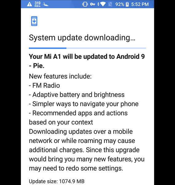 Ξεκίνησε αναβάθμιση Xiaomi Mi A1 Android 9 Pie, Ξεκίνησε η αναβάθμιση του Xiaomi Mi A1 σε Android 9 Pie