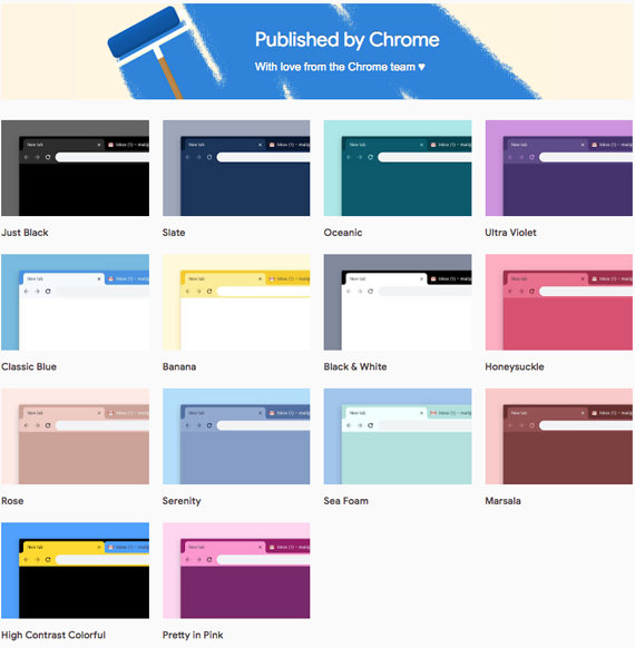 σκούρο θέμα chrome, Σκούρο θέμα για τον Chrome δια χειρός Google, και δεκατρία ακόμη χρώματα για να διάλεξουμε