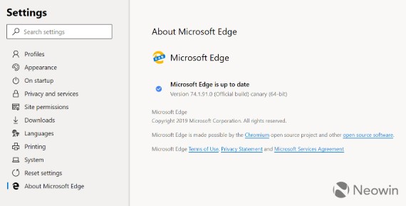 Chromium Edge, Διέρρευσαν εικόνες του Microsoft Chromium Edge