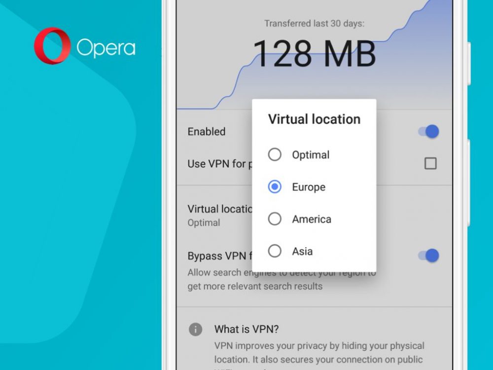 Android Opera VPN, Opera 51: Επαναφέρει την υπηρεσία VPN ως εργαλείο στο Android app