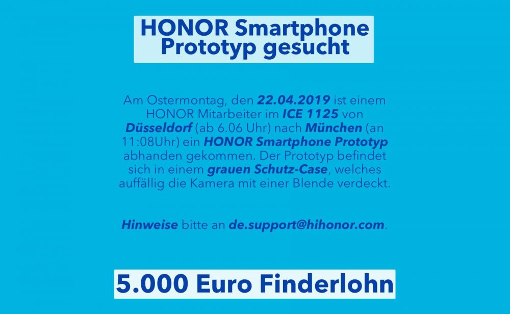 Honor 20, Honor: Πληρώνει 5.000 ευρώ για να της επιστραφεί πρωτότυπο το Honor 20 που χάθηκε
