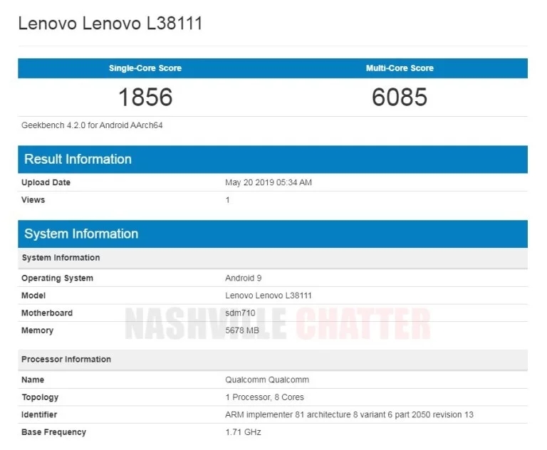 Lenovo K6 Note, Lenovo K6 Note: Εμφανίστηκε στο Geekbench, θα έχει Snapdragon 710, 6GB RAM και Android 9 Pie