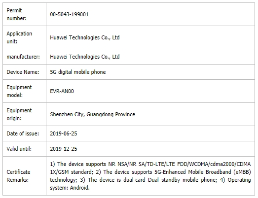 Huawei Mate 20 X 5G, Huawei Mate 20 X 5G: Πέρασε από την ΤΕΝΑΑ, το πρώτο 5G smartphone με δύο κάρτες SIM
