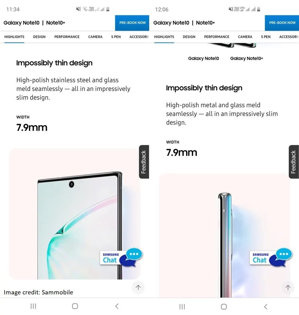 Note 10, Η αναφορά στο stainless steel των Note 10 ήταν λάθος