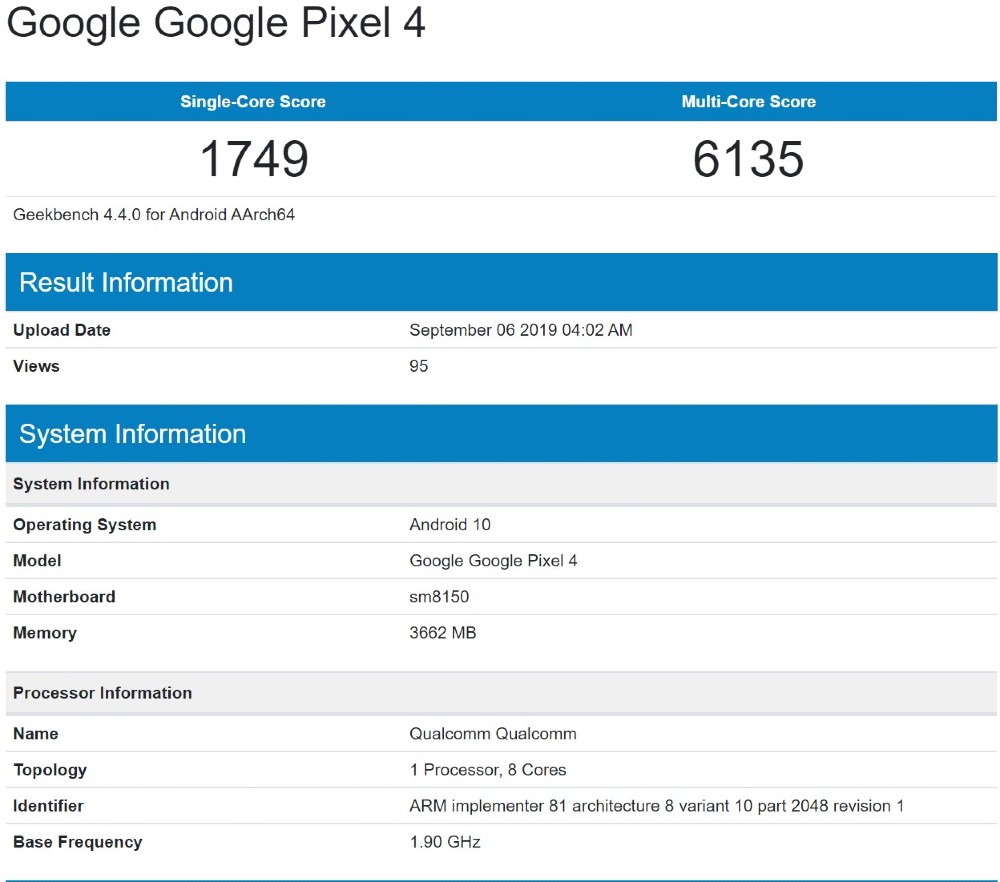 Google Pixel 4, Pixel 4 και Pixel 4 XL: Εντοπίστηκαν εγγραφές στο Geekbench
