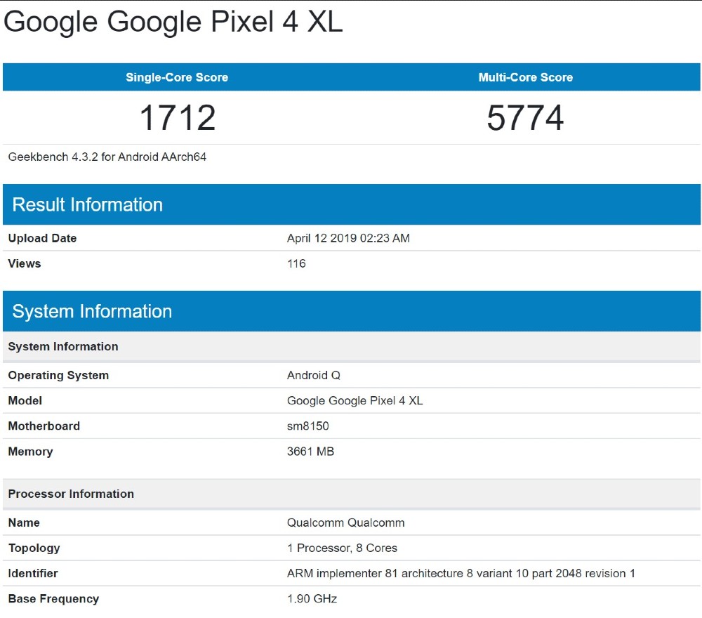 Google Pixel 4, Pixel 4 και Pixel 4 XL: Εντοπίστηκαν εγγραφές στο Geekbench
