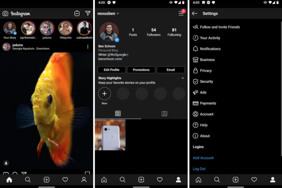 Instagram dark mode beta, Instagram: Επιτέλους dark mode και σε αυτό με την τελευταία beta για Android