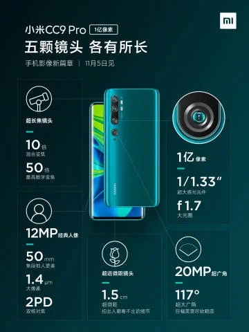 Xiaomi Mi CC9 Pro, Xiaomi Mi CC9 Pro: Πλήρης λίστα χαρακτηριστικών και δείγματα της κάμερας 108MP