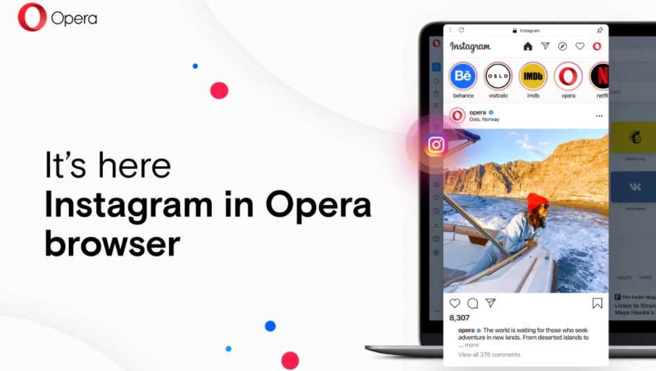 , Η νέα έκδοση του browser Opera έχει το Instagram ενσωματωμένο