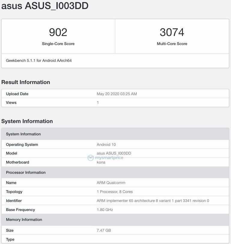 Asus ROG Phone 3, Asus ROG Phone 3: Εντοπίστηκε στο Geekbench με Snapdragon 865