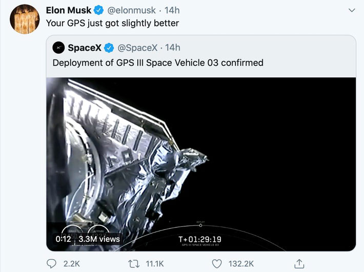 , Elon Musk στο Twitter: “Το GPS σας έγινε λίγο καλύτερο”