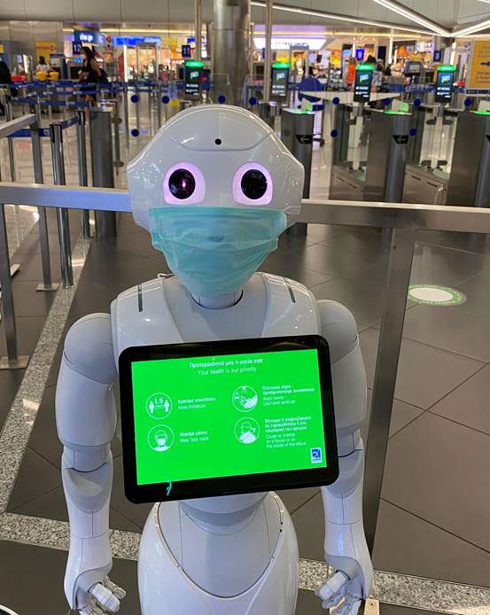 , Ρομπότ ενημερώνουν τους ταξιδιώτες που φθάνουν στο αεροδρόμιο Ελευθέριος Βενιζέλος