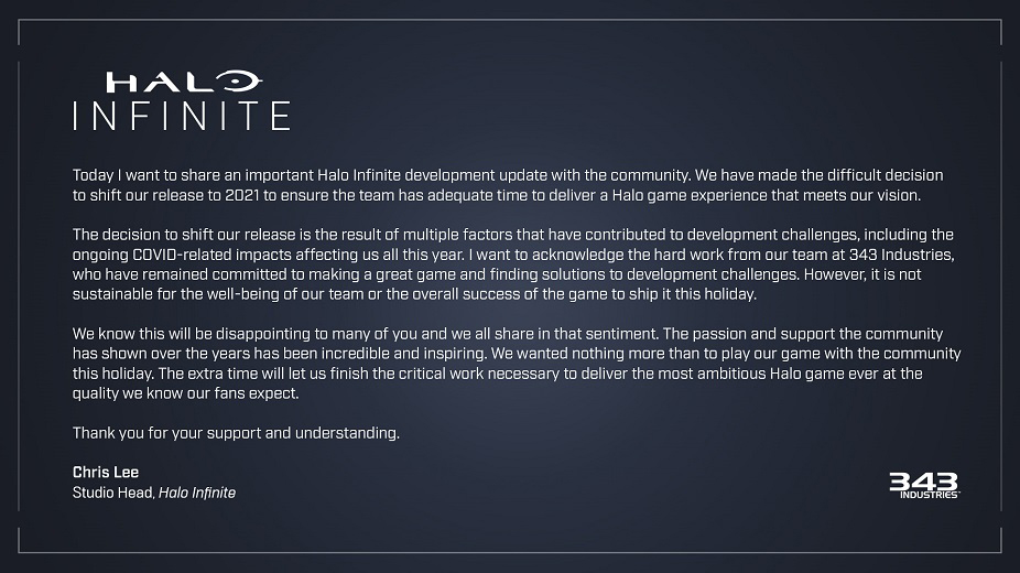 , Μεγάλη καθυστέρηση για το Halo Infinite, χάνει το launch του Xbox Series X