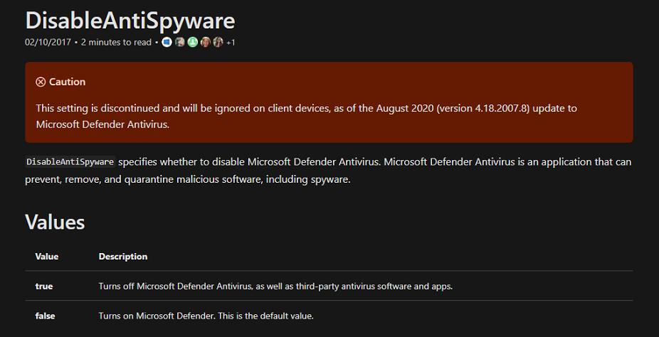 , Η Microsoft δε θα επιτρέπει την απενεργοποίηση του Windows Defender