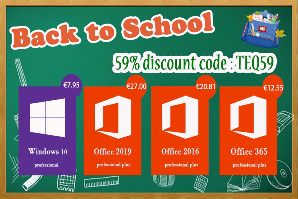 , Back to School: Προσφορές σε δημοφιλές λογισμικό Windows 10 Pro με €7.95 και Office 2016 Pro με €20.81
