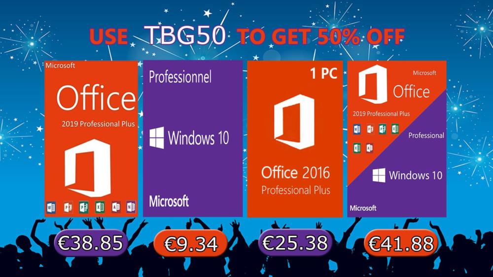 , Καλή Χρονιά με εκπτώσεις σε Windows 10 Pro με €9.34 και Office 2019 Pro με €38.85
