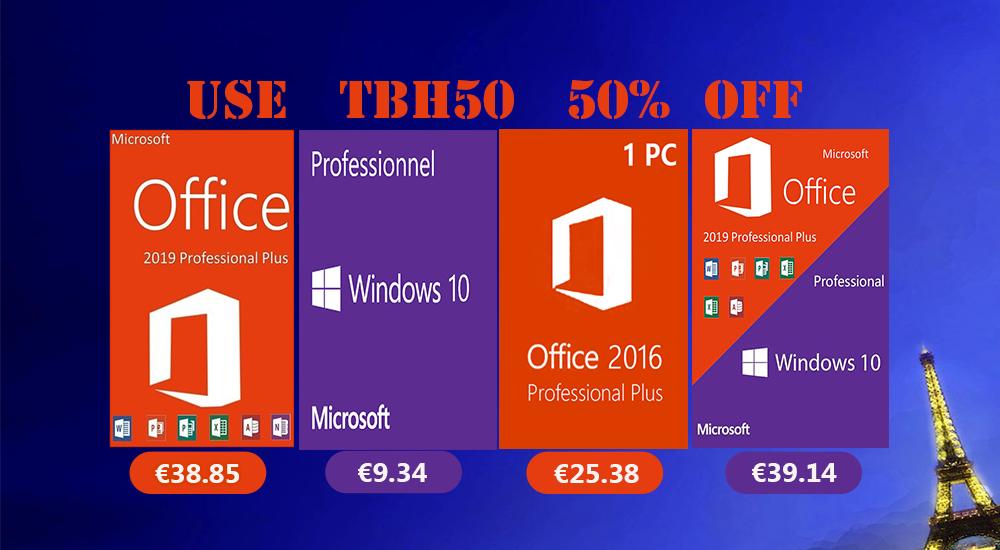 , Μεγάλες εκπτώσεις σε Windows 10 pro με €9.34 και Office 2019 Pro με €38.85