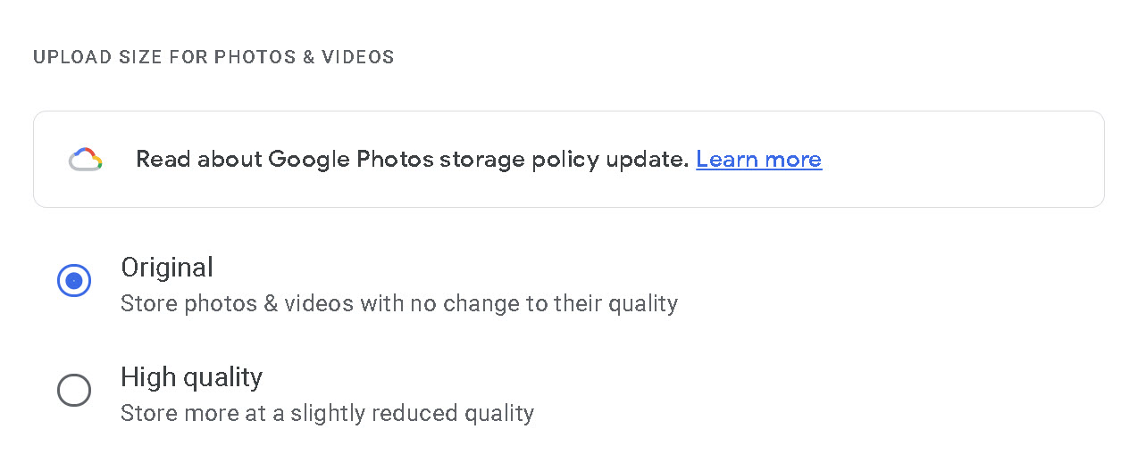 Google Photos, Google Photos: Αποθηκεύστε τις εικόνες σας στην original ανάλυση και όχι στην υψηλή