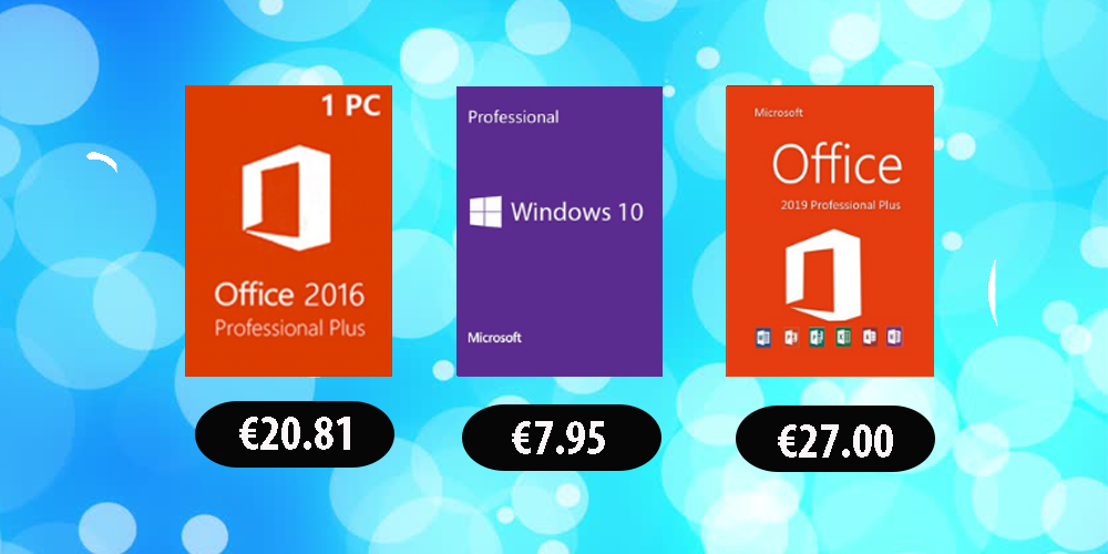 , Αποκτήστε δημοφιλές λογισμικό Windows 10 Pro με €7.95 και Office 2016 Pro με €20.81
