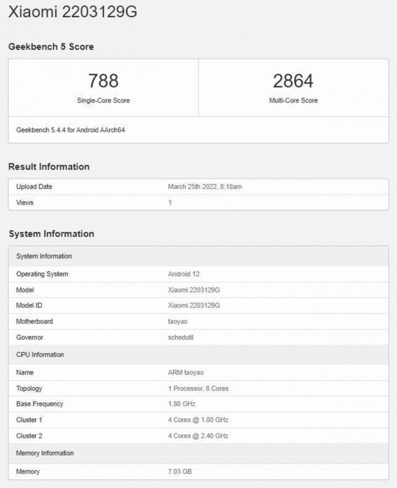 xiaomi 12 lite, Xiaomi 12 Lite: Στο Geekbench με Snapdragon 778G και 8GB RAM