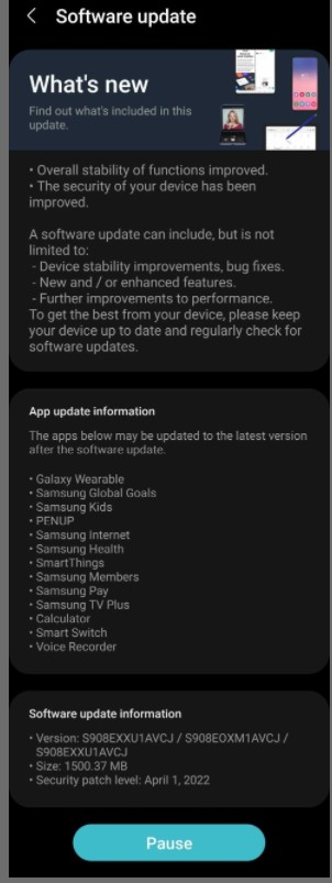 Samsung Galaxy S22, Samsung Galaxy S22: Νέα ενημέρωση ασφαλείας για το μήνα Απρίλιο
