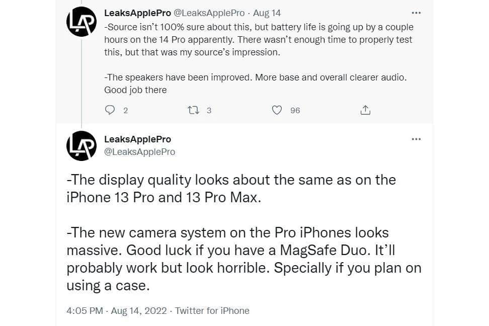 iphone 14 pro, iPhone 14 Pro και Pro Max: Leaker μοιράζεται τις hands-on εντυπώσεις του