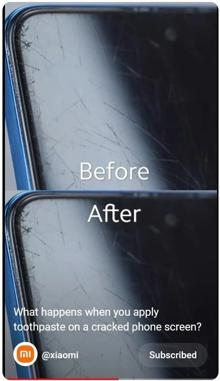 xiaomi οθόνη οδοντόκρεμα, H Xiaomi δοκιμάζει εάν η οδοντόκρεμα αφαιρεί τελικά τις γρατσουνιές από την οθόνη ενός smartphone