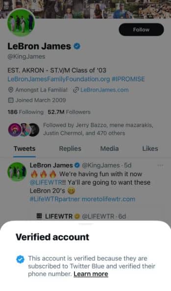 twitter lebron james, Twitter: Ο Lebron James δεν πλήρωσε για το μπλε τικ του αλλά το πήρε έτσι κι αλλιώς