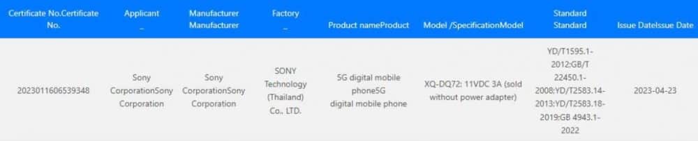 sony xperia 5 v, Sony Xperia 5 V: Πιστοποίηση από την 3C επιβεβαιώνει τη φόρτιση 33W