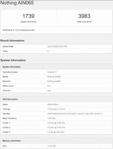Nothing Phone (2), Nothing Phone (2): Στο Geekbench με Snapdragon 8+ Gen 1 SoC a 12GB RAM