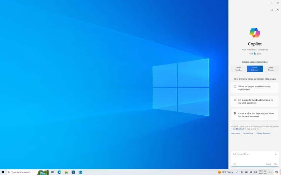 Copilot Microsoft, Copilot: Η τεχνητή νοημοσύνη της Microsoft έρχεται επίσημα στα Windows 10
