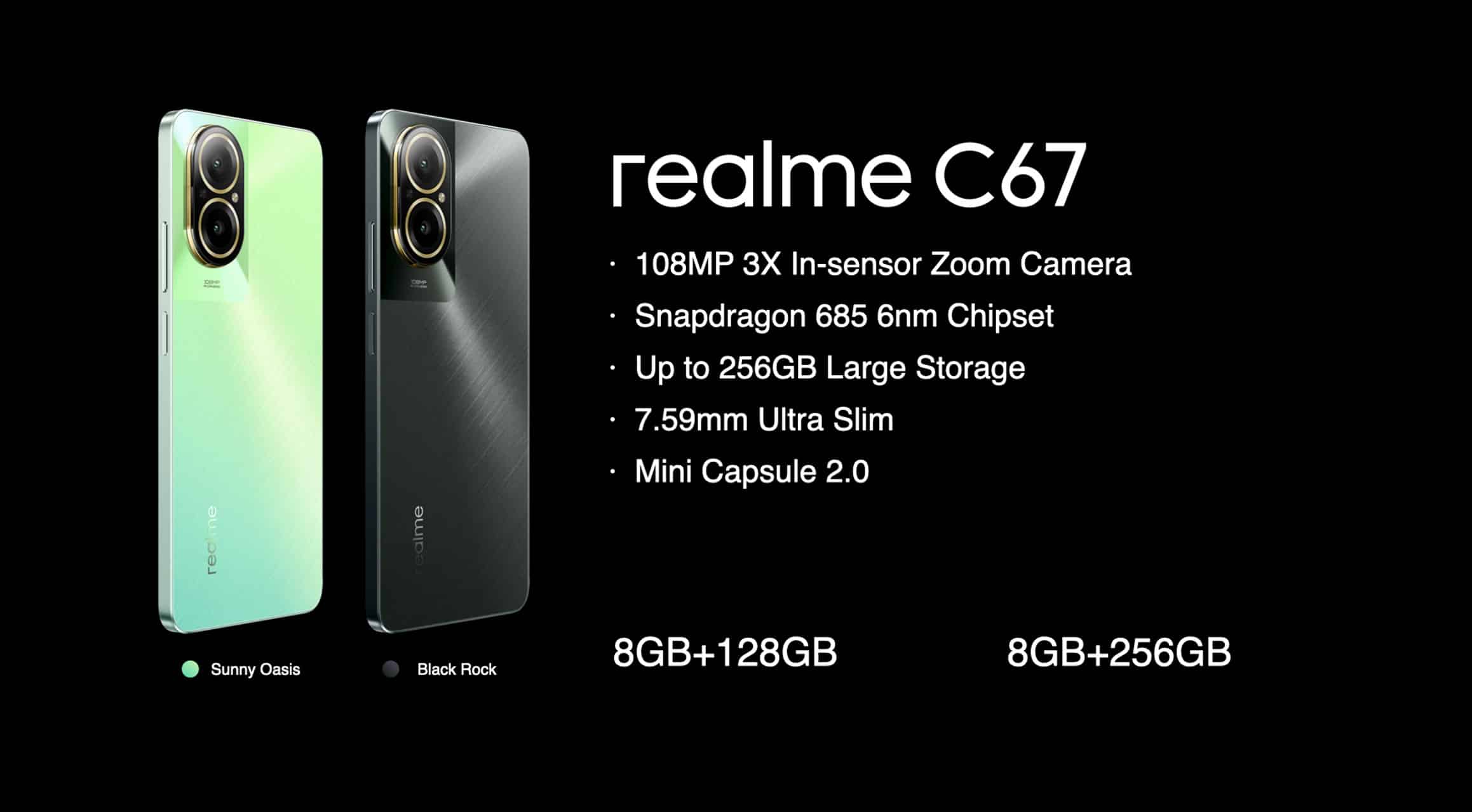 realme C67 τιμή, Η realme παρουσίασε το C67,  μια συσκευή «Champion» με camera 108MP και επεξεργαστή Snapdragon 6nm