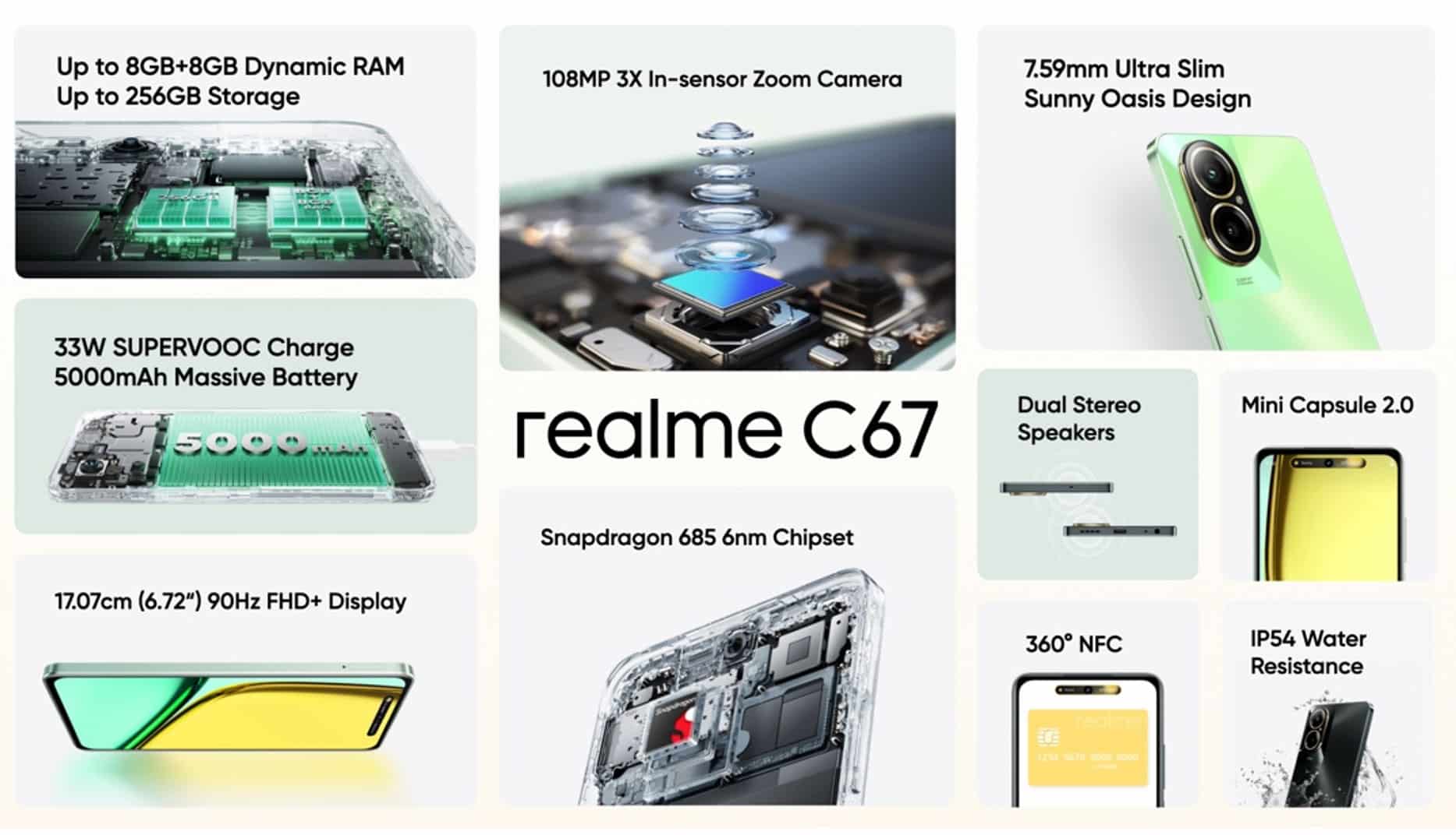 realme C67 τιμή, Η realme παρουσίασε το C67,  μια συσκευή «Champion» με camera 108MP και επεξεργαστή Snapdragon 6nm