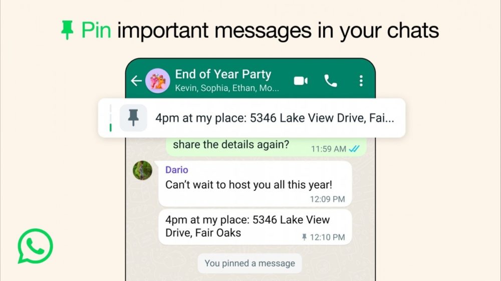 WhatsApp, WhatsApp: Πλέον μπορείτε να καρφιτσώνετε πολλά μηνύματα σε μια συνομιλία