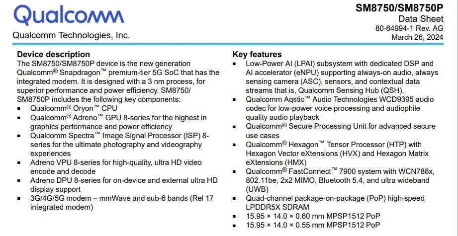 Snapdragon 8 Gen 4, Το φύλλο προδιαγραφών Qualcomm Snapdragon 8 Gen 4 διέρρευσε πριν από την επίσημη αποκάλυψη