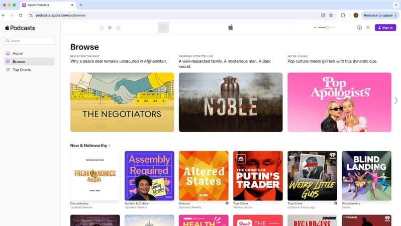 Apple Podcasts, Τα Apple Podcast είναι τώρα διαθέσιμα στο Web