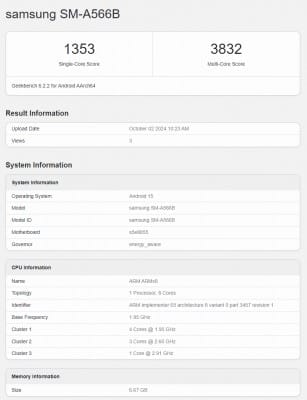 Samsung Galaxy A56, Samsung Galaxy A56: Περνά από το Geekbench και αποκαλύπτει την ταχύτερη CPU του Exynos 1580 και τη νέα GPU RDNA